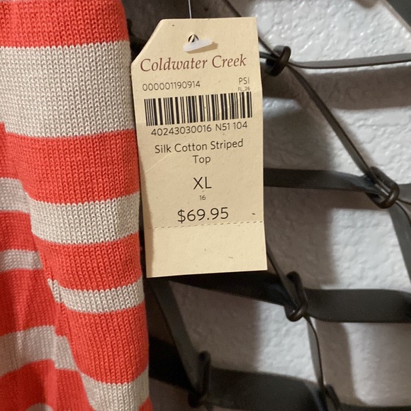 Coldwater silk cotton striped top, NWT, sz XL - Picture 2 of 5